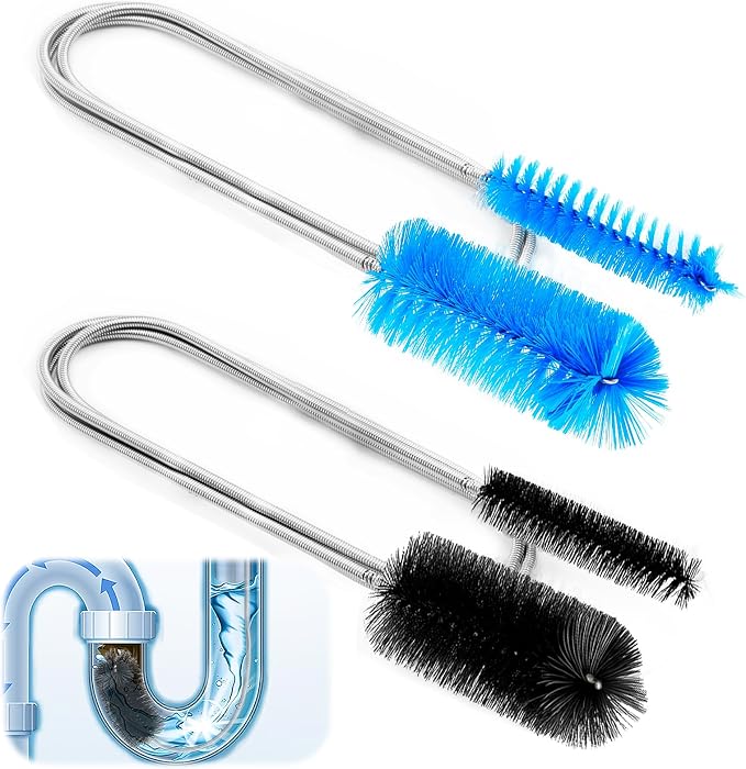 2 Pcs Flexible Drain Pipe Cleaning Brush, 2 Brush Head Sizes by Unknown