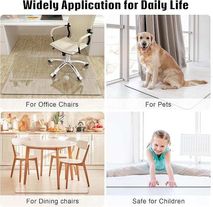 48"x31" Tempered Glass Chair Mat, Heavy Duty Glass Office Floor Mat - Image 7