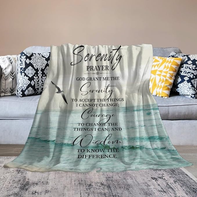 Serenity Prayer Blanket Christian Gifts for Women & Men Religious Throw Blanket Christian Blanket Bible Verse Blanket for Kids Adults Soft Warm Cozy Fleece Blanket for Couch Sofa Bed 60"x80"