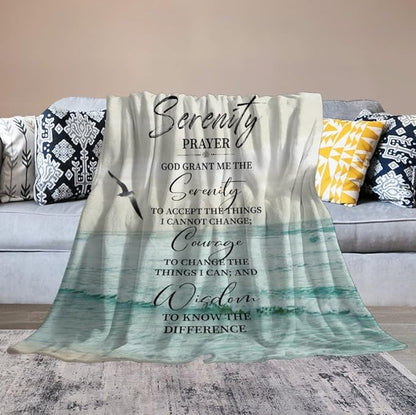 Serenity Prayer Blanket Christian Gifts for Women & Men Religious Throw Blanket Christian Blanket Bible Verse Blanket for Kids Adults Soft Warm Cozy Fleece Blanket for Couch Sofa Bed 60"x80"