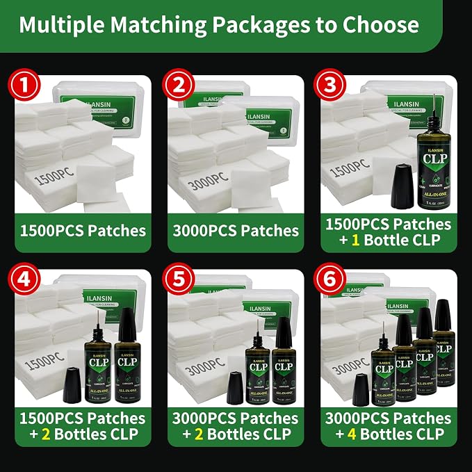 3000/1500PCS Gun Cleaning Patches+CLP Oil, Professional Wipes - Image 5