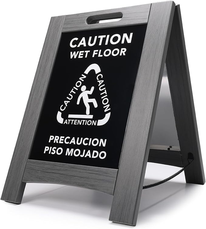 Premium Outdoor Composite Caution Wet Floor Sign – Bilingual w/Non-Skid Plastic by WholesaleHotelProducts