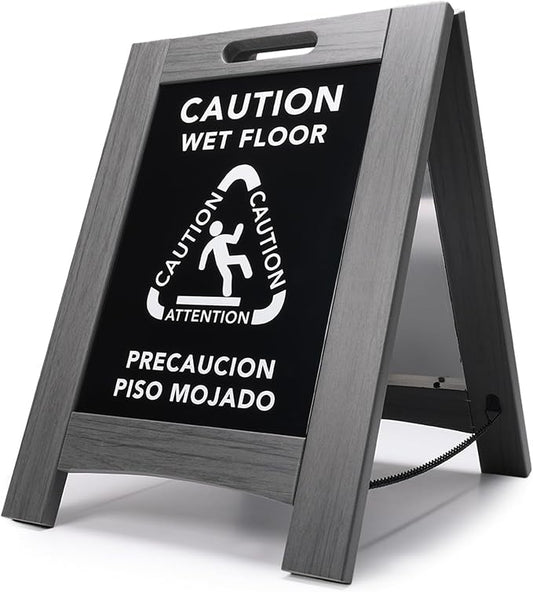 Premium Outdoor Composite Caution Wet Floor Sign – Bilingual w/Non-Skid Plastic by WholesaleHotelProducts