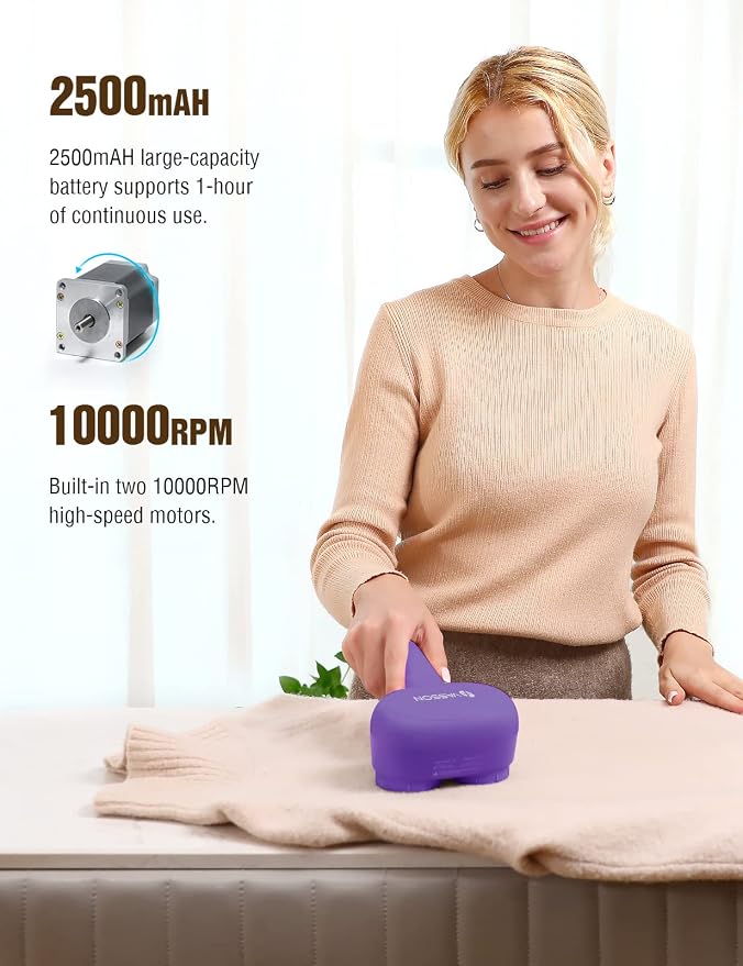 VASSON Fabric Shaver, Electric Lint Remover, Rechargeable Lint Shaver, Sweater - Image 3