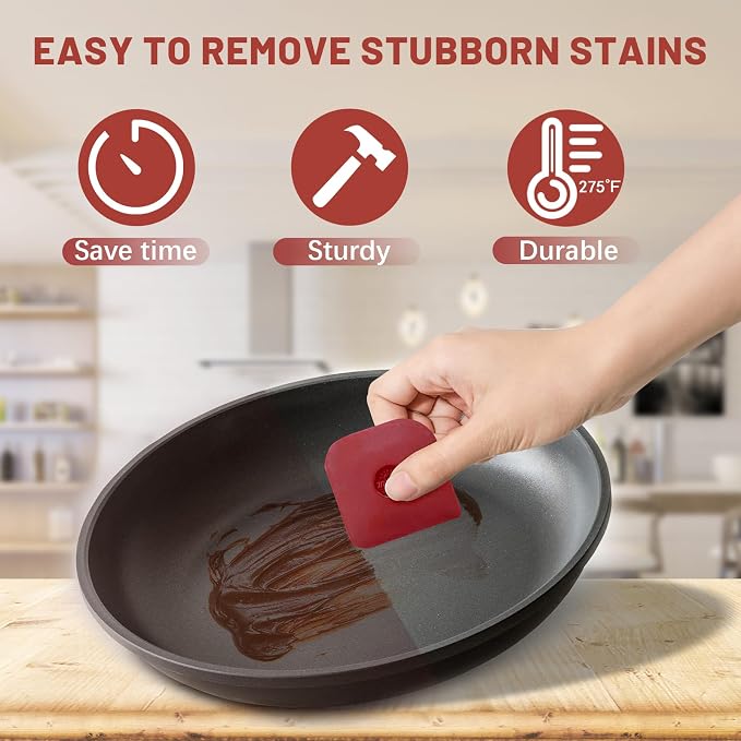 Pan Scraper, Pan Scraper Plastic, Food Safe, High Heat Resistant-Red - Image 3