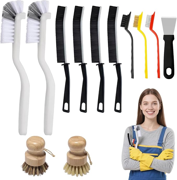 12Pcs Crevice Cleaning Brush Set, Hard Bristle Cleaning Supplies by Unknown