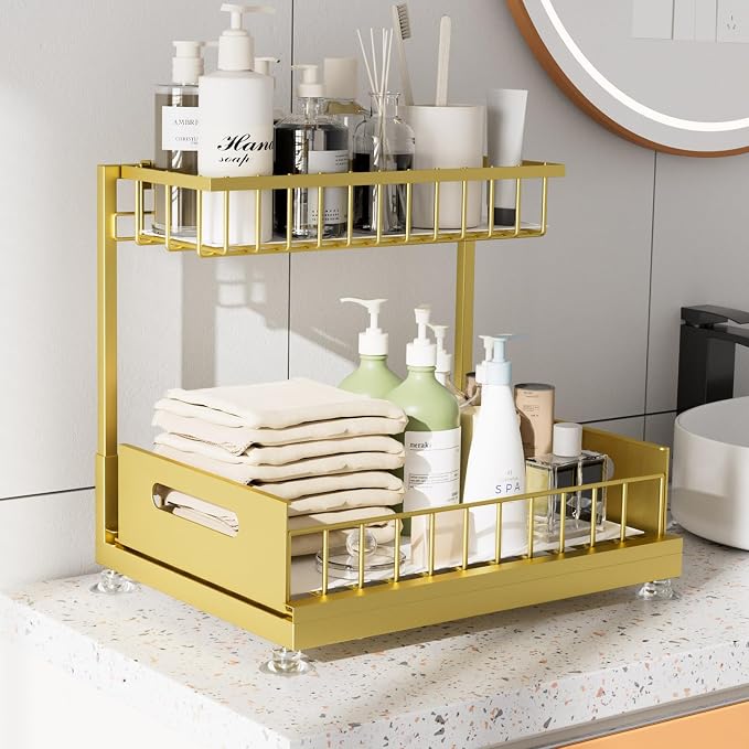 Under Sink Organizer Storage 2-Tier Premium Metal Pull-Out Kitchen Cabinet - Image 3