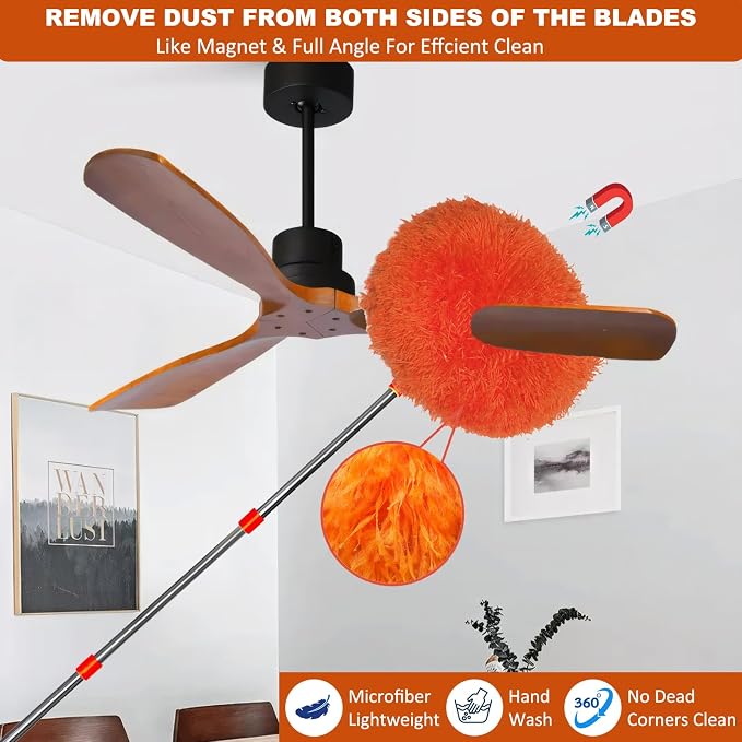 20+ Feet High Reach Dusting Kit, Cobweb Duster & Ceiling Fan Duster - Image 3