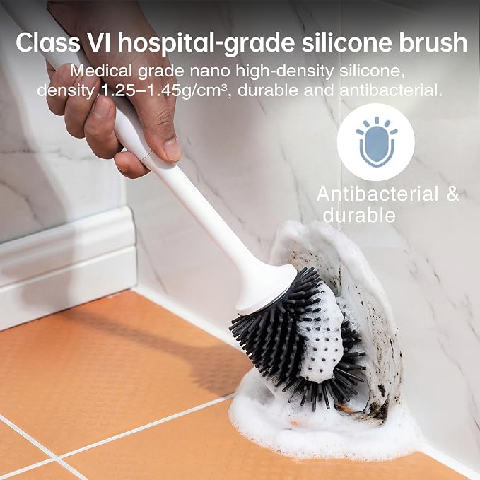 Lefree Silicone Toilet Brush and Holder, Bathroom Cleaner Brush Set, Non-Slip - Image 6