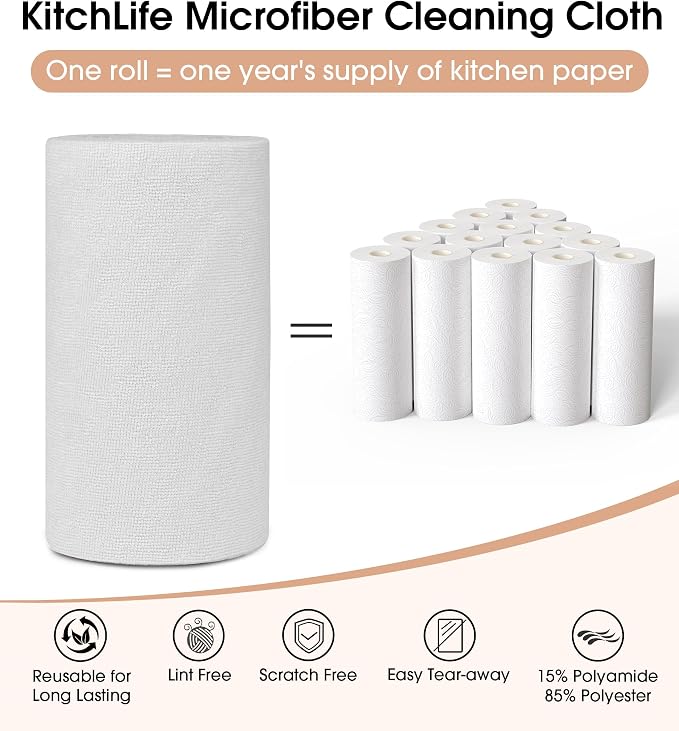 KitchLife Microfiber Cleaning Cloth Roll, 100 Pack - Image 4