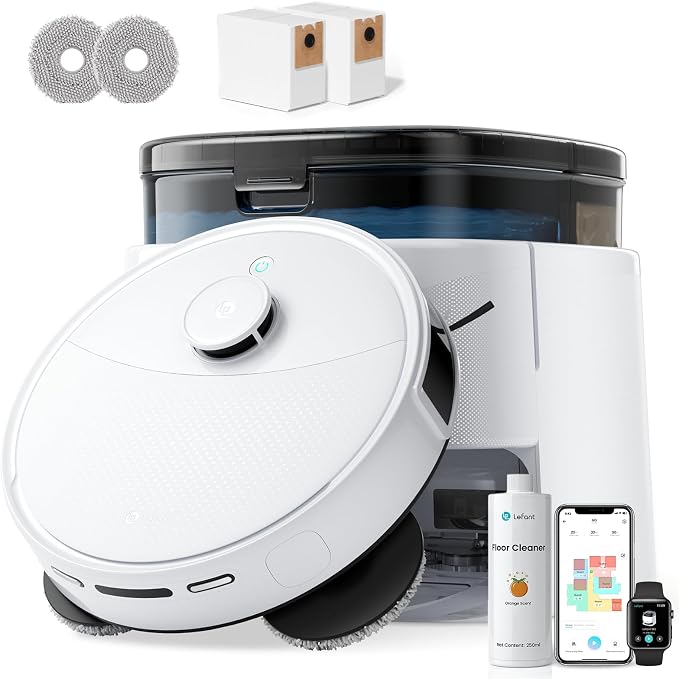 Lefant Robot Vacuum and Mop, 12000Pa Suction, Self Emptying, Auto Mop Washing by Lefant