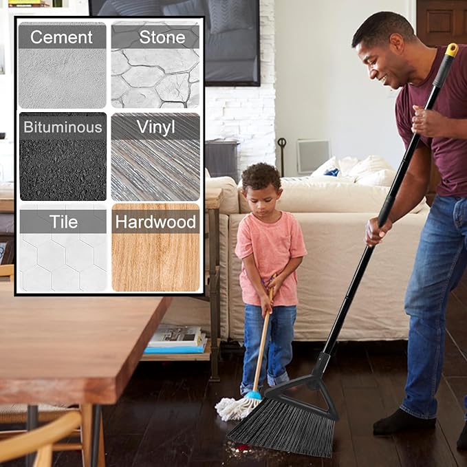 Heavy Duty Broom Outdoor Indoor, Upgraded Commercial Angle Brooms, Restaurant - Image 7