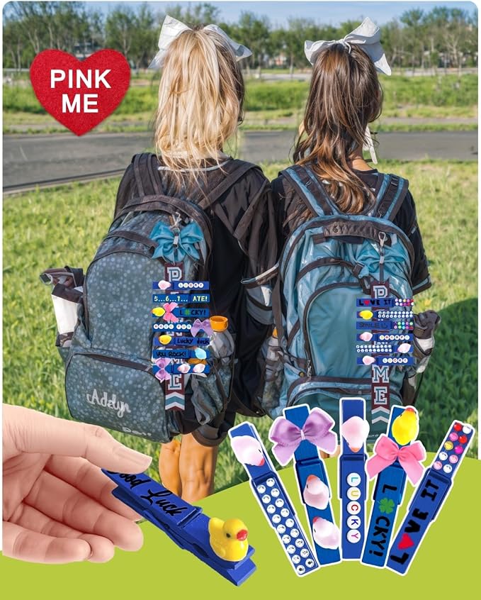 Cheer Pins for Backpack Cheer Stuff Kit 70 Blue Colored Clothes Pins - Image 6