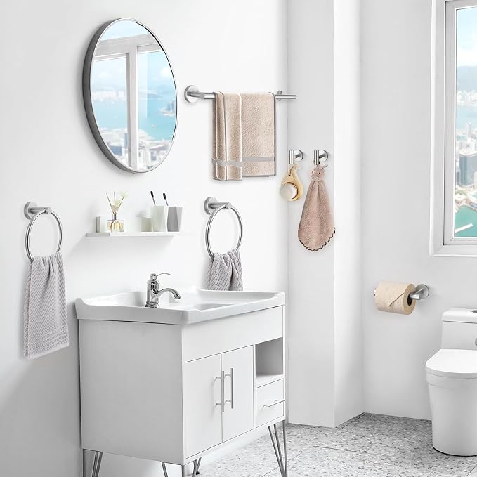 TQKAG Brushed Nickel Bathroom Hardware Set 6-Piece Bathroom Accessory Set 23.6 - Image 7