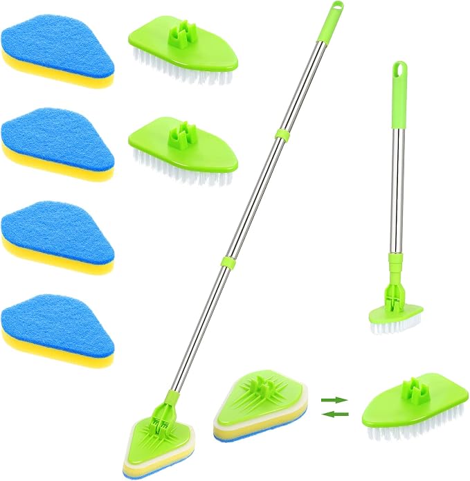 Scrub Cleaning Brush with Long Handle 2 in 1 Extendable Bathroom Floor Brushes by CHENGU
