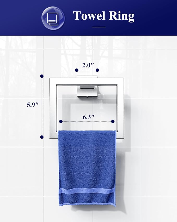 Kitsure 5-Pieces Bathroom Hardware Set & Accessories, Rustproof Towel Racks - Image 3