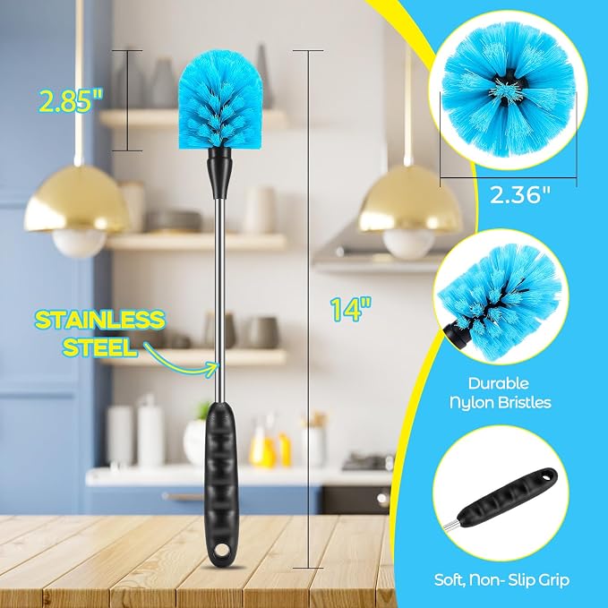 5 Pack Bottle Cleaning Brush Set, Stainless Steel Scrub Cleaner Brush - Image 3