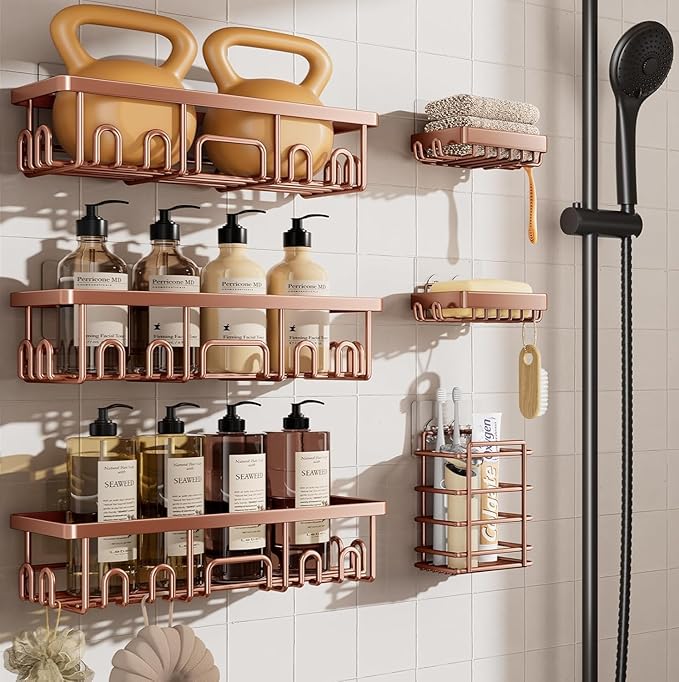 Veken Shower Caddy 6-Pack, No Drilling & Rustproof, Waterproof Adhesive Shelves by Veken
