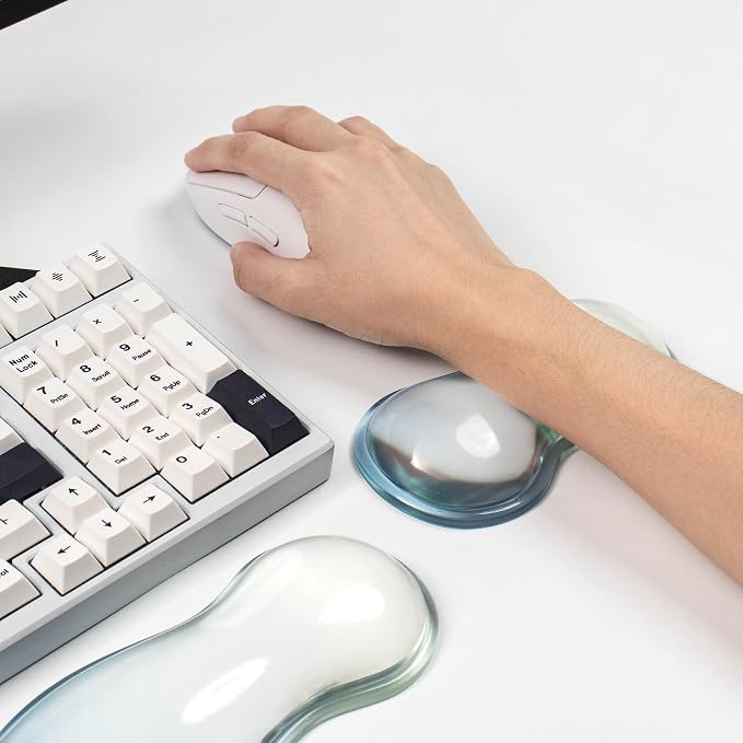 Ergonomic Gel Keyboard and Mouse Wrist Rest Set – Blue Clear Wrist Rest - Image 5