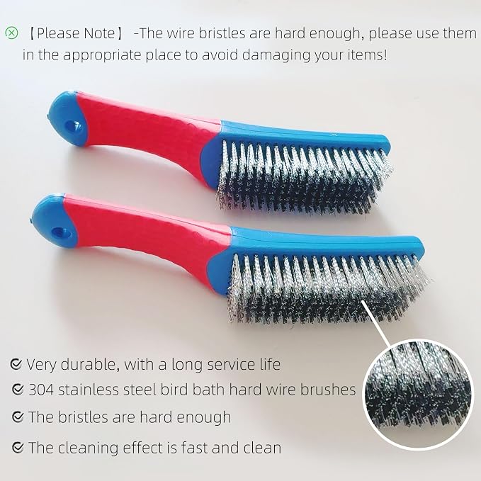 2 Pcs Bird Bath Hard Wire Brushes，Iron Out Rust Stain Remover，Bathtub Cleaning - Image 3