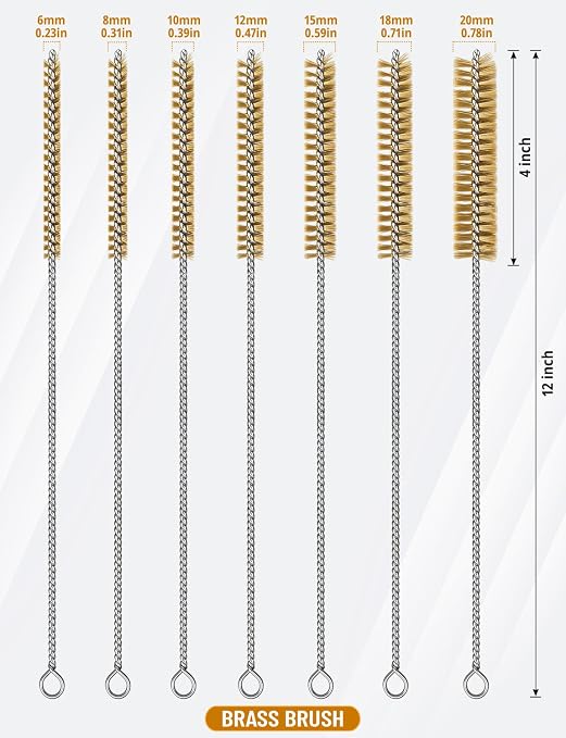7pcs Brass Wire Brushes Set, 12 inch Pipe Cleaner Brush，Parts Cleaning Brush - Image 2