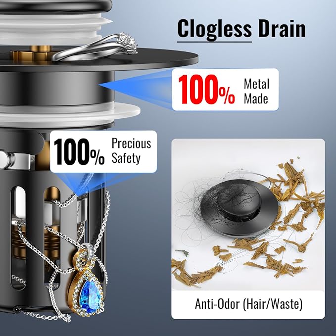 Bathroom Sink Stopper-All Metal Sink Stopper-Universal Fit 99% Bathroom Stopper - Image 4