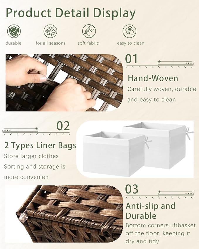 Storage Basket with Lid Wicker Baskets - Image 3