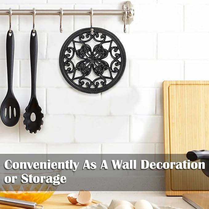 JUXYES 2 PCS Decorative Cast Iron Metal Trivet - Image 4