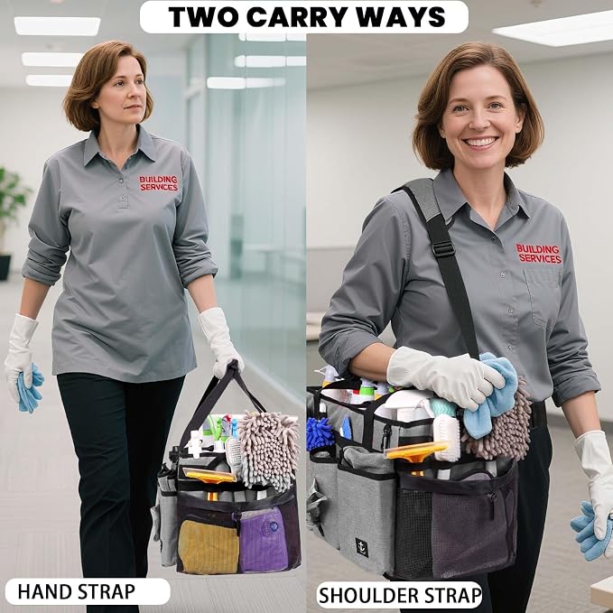 Extra large Cleaning Caddy Bag Built-in Sturdy Support Board, Cleaning Organizer - Image 3