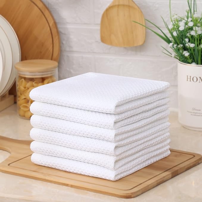 Kitinjoy 100% Cotton Kitchen Dish Cloths, 6 Pack Waffle Weave Ultra Soft - Image 7