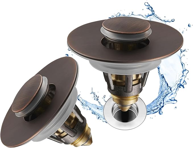 Fransiton 2 Pack Bathroom Sink Stopper, 1.1-1.77 Inch Basin Pop Up Sink Drain by Fransiton