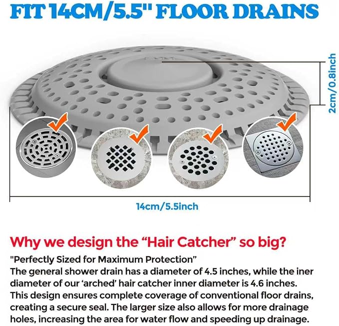 zaa Shower Drain Hair Catcher, 2 Pack Premium Silicone Drain Protector & Shower - Image 4