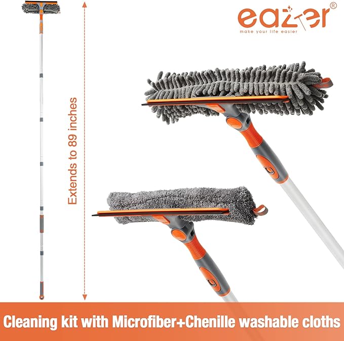 Eazer 89'' Squeegee Window Cleaner 2 in 1 Rotatable Window Cleaning Tool Kit - Image 2