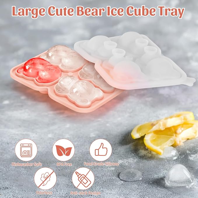 Silicone Ice Cube Tray, Bear 3D Large Ice Cube Molds - Image 2