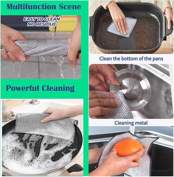 10 Pcs Upgrade 3-Layer Dish Cloth, Non-Scratch Steel, Premium Scrubbing - Image 4
