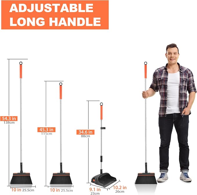 Broom with Dustpan Combo Set, 180 Degree Rotating Brush Indoor Sweeping - Image 6