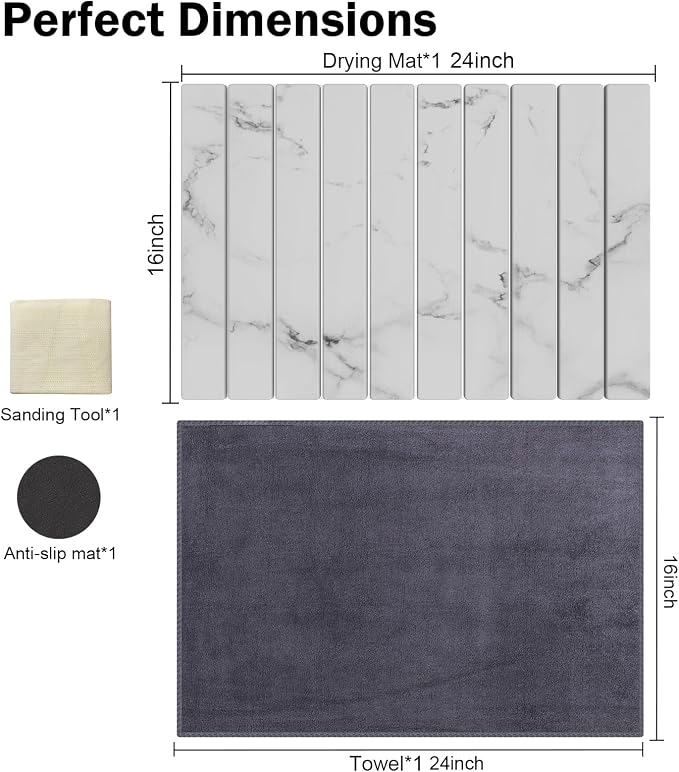 Stone Dish Drying Mat for Kitchen Counter, Versatile Stone Drying Mats for Cups - Image 4