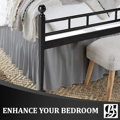 SKY BEDDINGS - Full Size Ruffled Bed Skirt with Split Corners - 18 Inch Drop Dust Ruffle Bed Skirt with Platform Three Sided Coverage - 100% Microfiber, Light Grey