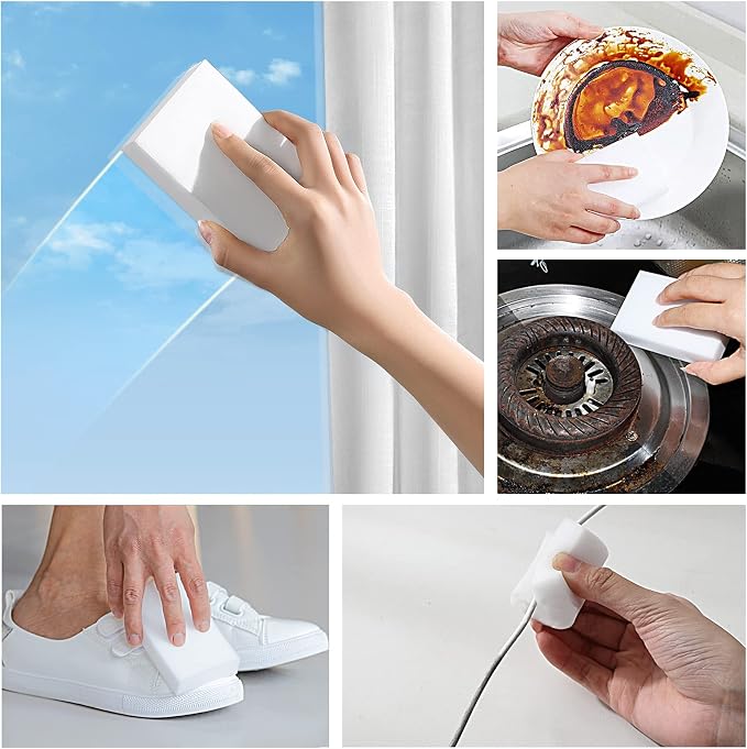 100 Pack Magic Sponge Eraser, Premium Reusable Melamine Sponges, Powerful - Image 8