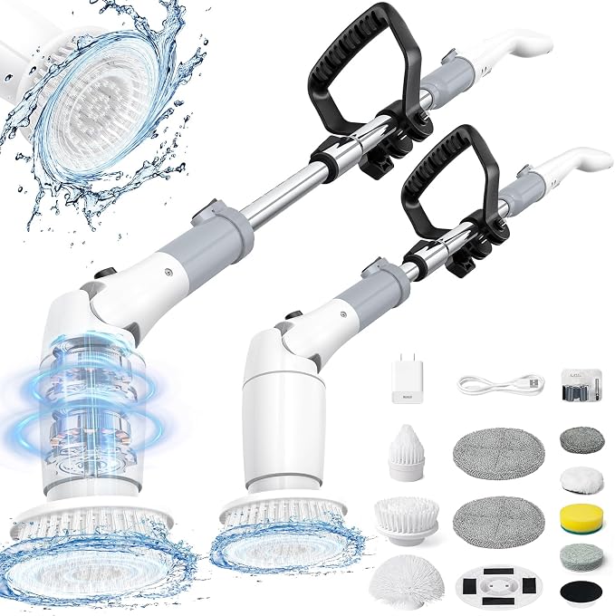 Electric Spin Scrubber, Cordless Cleaning Brush Shower Scrubber Up to 550 RPM by StarVal