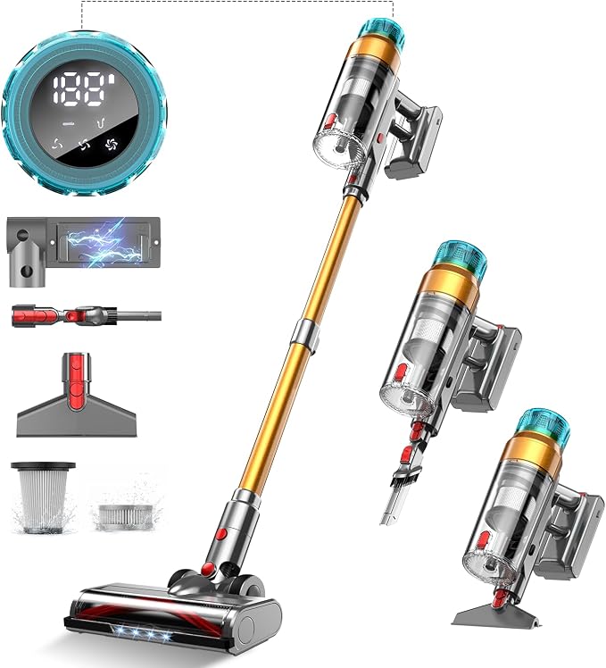 Cordless Vacuum Cleaner for Home 600W 55Kpa Upgraded Powerful Stick Vacuum Up by MBYULO