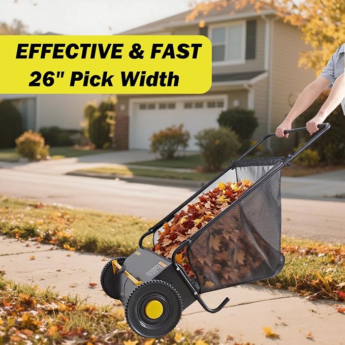 Push Lawn Sweeper, 26-Inch Width, 7 Cu. Ft. Hopper Capacity, 4 Spinning Brushes - Image 6