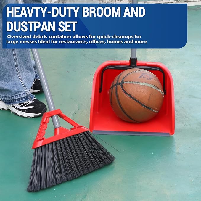Commercial Broom and Dustpan Set, Jumbo Lobby Debris Dustpan, Heavy Duty Broom - Image 7