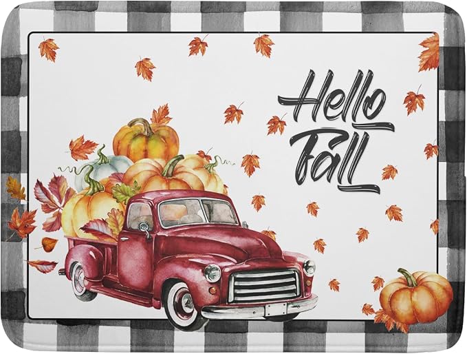 Hello Fall Pumpkin Dish Drying Mat by Kawani