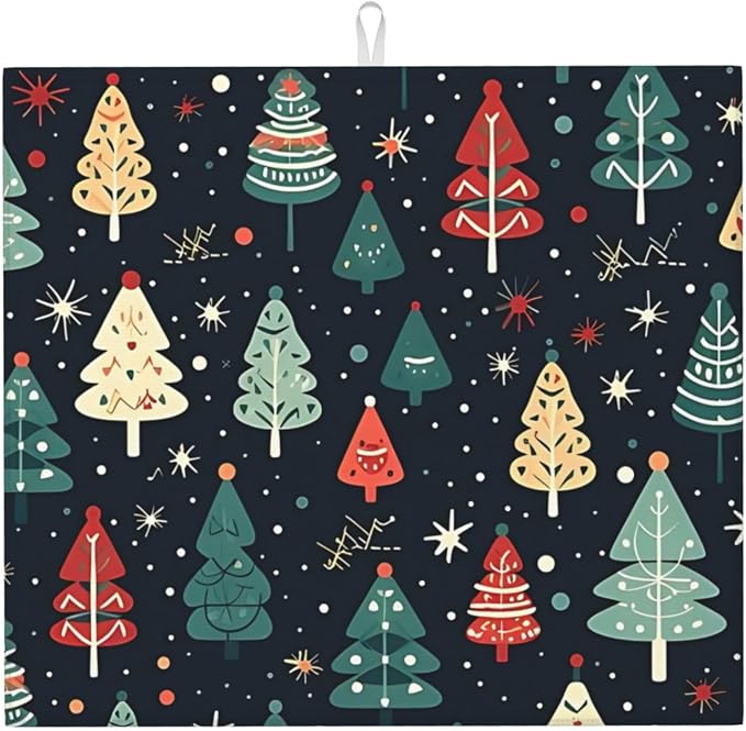Cute Christmas trees Dish Drying Mat 16x18 inches Microfiber Absorbent Fast Dry by Unknown