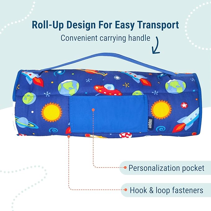 Wildkin 43-inch Kids Nap Mat – Soft Microfiber Toddler Sleeping Mat with Pillow