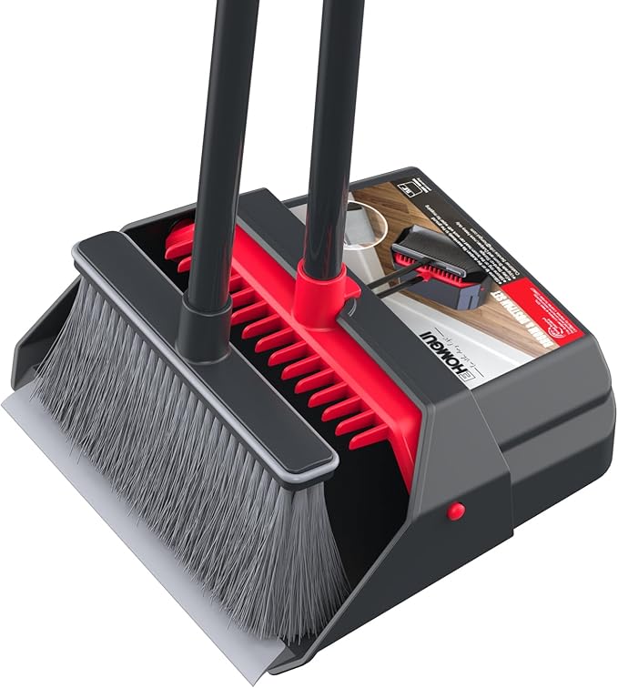 Broom with Dustpan Combo Set, Dust Pans with Long Handle, Brooms with Dustpan by EHOMGUI