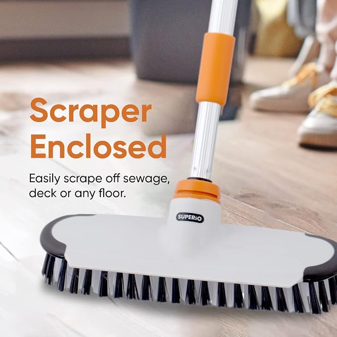 Superio Deck Scrub Brush Head, Heavy Duty Stiff Bristles Grout Scrubber - Image 4