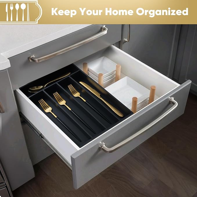 Silverware Organizer, 2 Pack 10 Inch Utensil Organizer Kitchen Drawer Organizer - Image 5