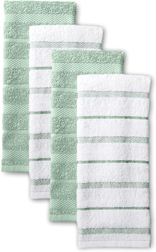 KitchenAid Albany Kitchen Towel 4-Pack Set, Pistachio/White by KitchenAid